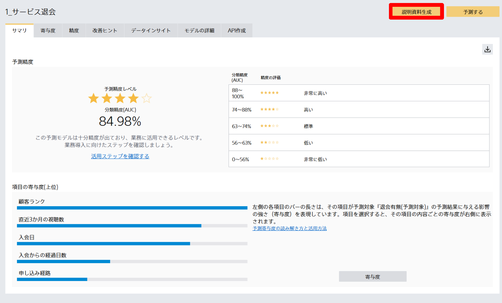 ③説明資料生成機能の追加
